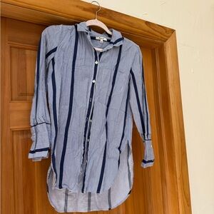 Madewell Blue Casual Button Down Shirt with Stripes